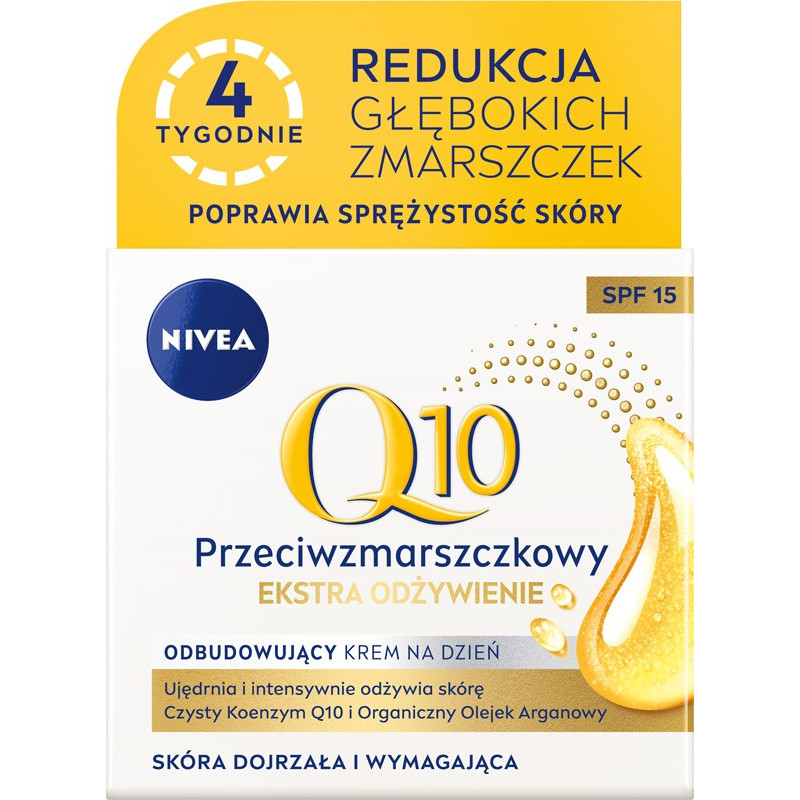 Nivea Q10 Przeciwzmarszczkowy Odbudowujący Krem na dzień SPF15 - Extra Odżywienie 50ml Nivea Q10 Przeciwzmarszczkowy Odbudowujący Krem na dzień SPF15 - Extra Odżywienie 50ml