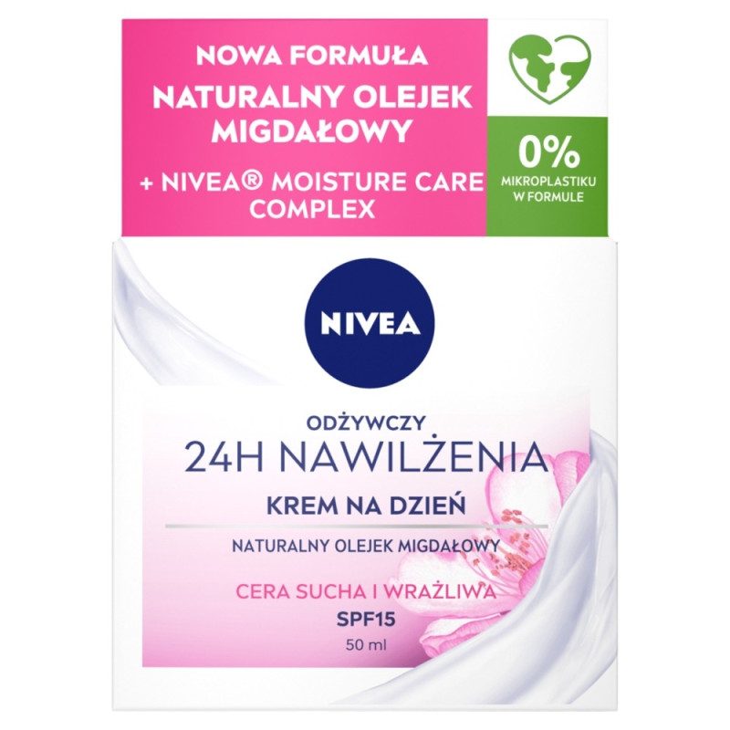 Nivea 24H Nawilżenia Odżywczy Krem na dzień SPF15 do cery suchej i wrażliwej 50ml