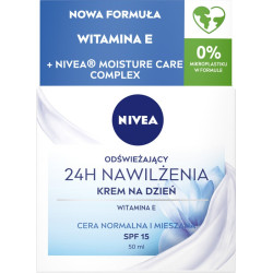 Nivea 24H Nawilżenia Odświeżający Krem na dzień SPF15 do cery normalnej i mieszanej 50ml