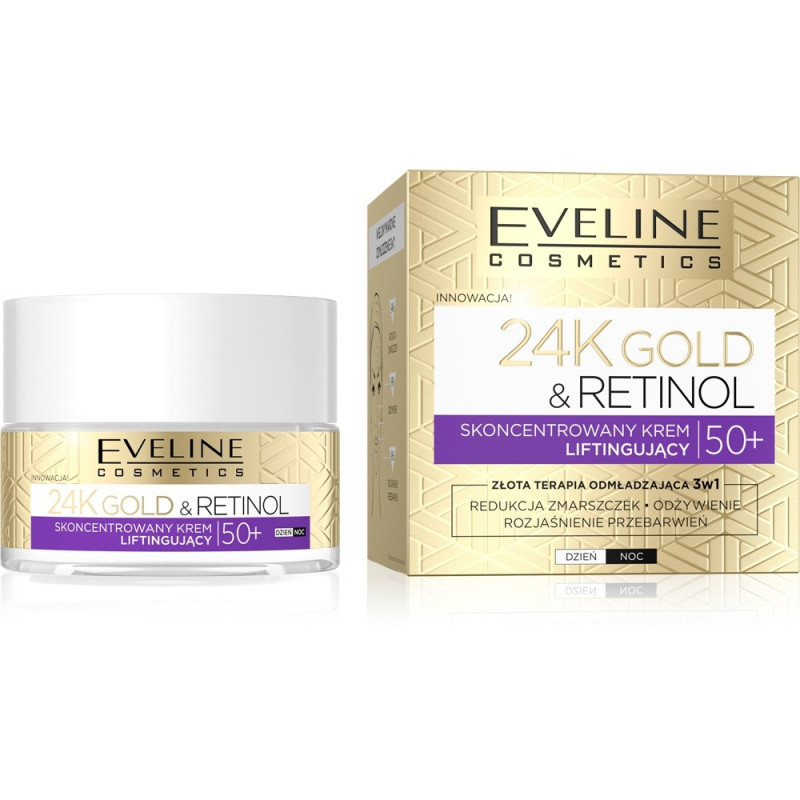 EVELINE 24K Gold & Retinol Skoncentrowany Krem liftingujący 50+ na dzień i noc 50ml