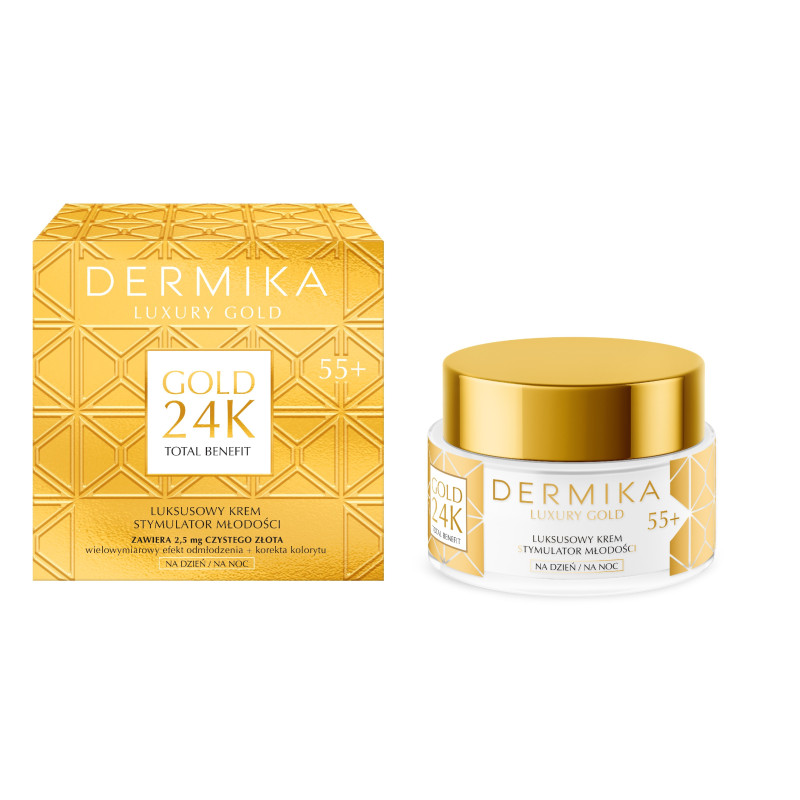 DERMIKA Luxury Gold 24K Total Benefit Luksusowy Krem-stymulator młodości 55+ na dzień i noc  50ml