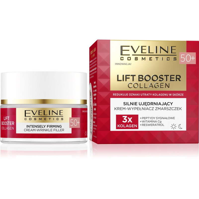 EVELINE Lift Booster Collagen 50+ Silnie ujędrniający Krem-Wypełniacz zmarszczek na dzień i noc 50ml