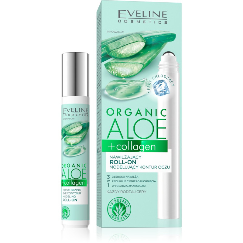 Eveline Organic Aloe Nawilżający roll-on modelujący kontur oczu 3w1 -cera każdego rodzaju 15ml