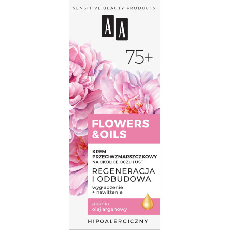 AA Flowers & Oils 75+ Krem przeciwzmarszczkowy na okolice oczu i ust - regeneracja i odbudowa 15ml