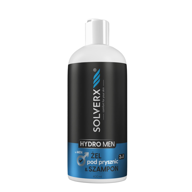 SOLVERX Hydro Men Żel pod prysznic i Szampon 2w1 400ml SOLVERX Hydro Men Żel pod prysznic i Szampon 2w1 400ml