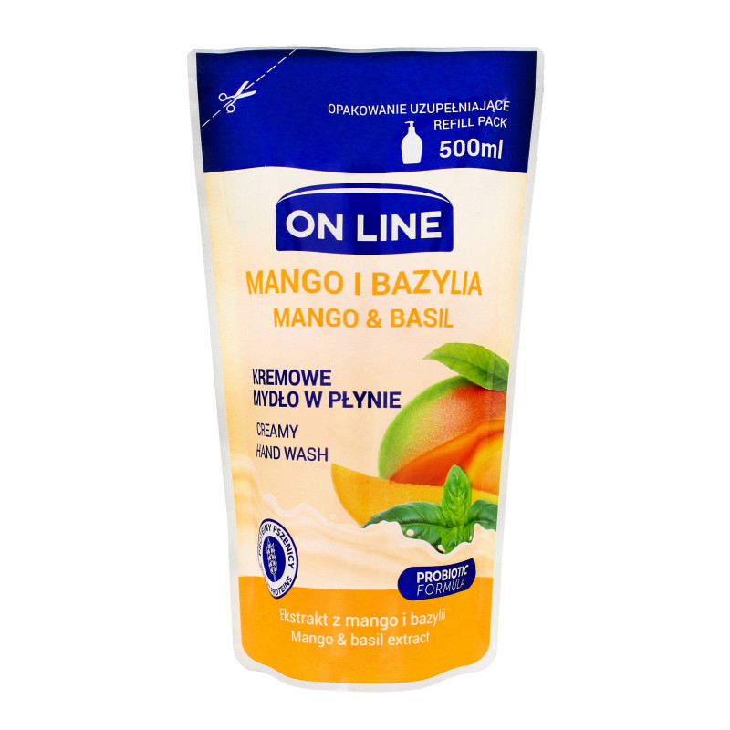 On Line Mydło kremowe w płynie Mango i Bazylia - uzupełnienie  500ml