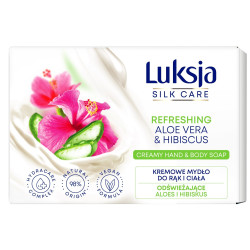 Luksja Silk Care Odświeżające Kremowe Mydło w kostce do rąk i ciała - Aloes i Hibiskus 100g