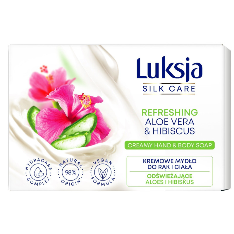 Luksja Silk Care Odświeżające Kremowe Mydło w kostce do rąk i ciała - Aloes i Hibiskus 100g