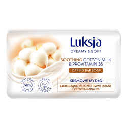 Luksja Creamy & Soft Łagodzące Kremowe Mydło w kostce Mleczko Bawełniane & Prowitamina B5 90g