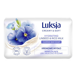 Luksja Creamy & Soft Nawilżające Kremowe Mydło w kostce Len & Mleczko Ryżowe 90g