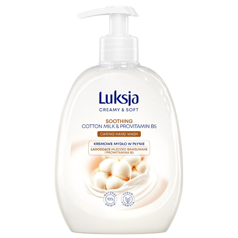 Luksja Creamy & Soft Łagodzące Kremowe Mydło w płynie Mleczko Bawełniane i Prowitamina B5 500ml