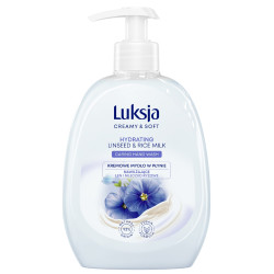 Luksja Creamy & Soft Nawilżające Kremowe Mydło w płynie Len i Mleczko Ryżowe 500ml