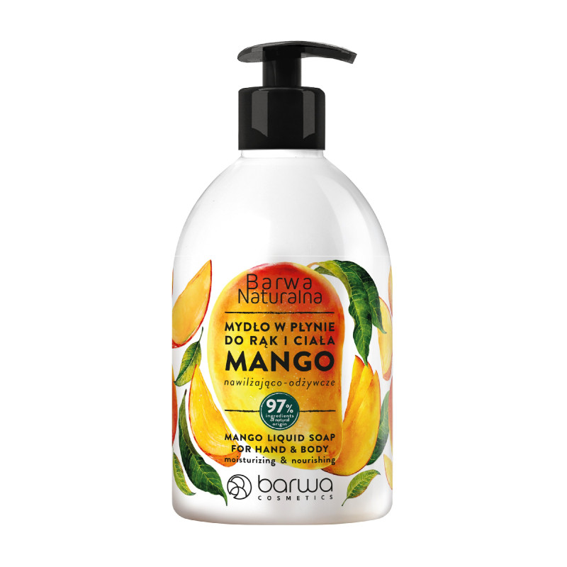 BARWA Naturalna Mydło w płynie do rąk i ciała nawilżająco-odżywcze Mango 500 ml