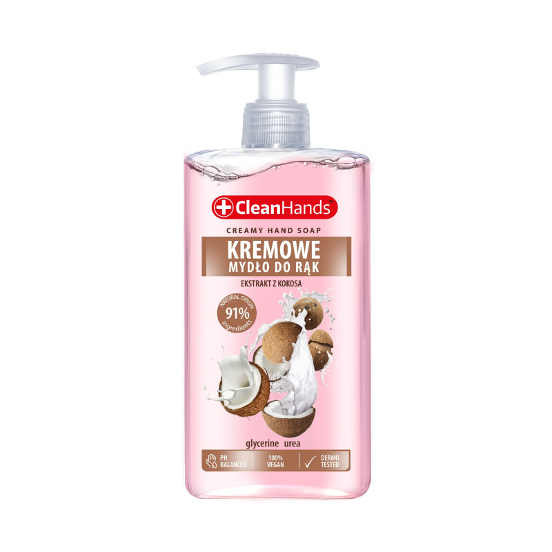 CLEAN HANDS Kremowe mydło w płynie kokosowe 300 ml CLEAN HANDS Kremowe mydło w płynie kokosowe 300 ml