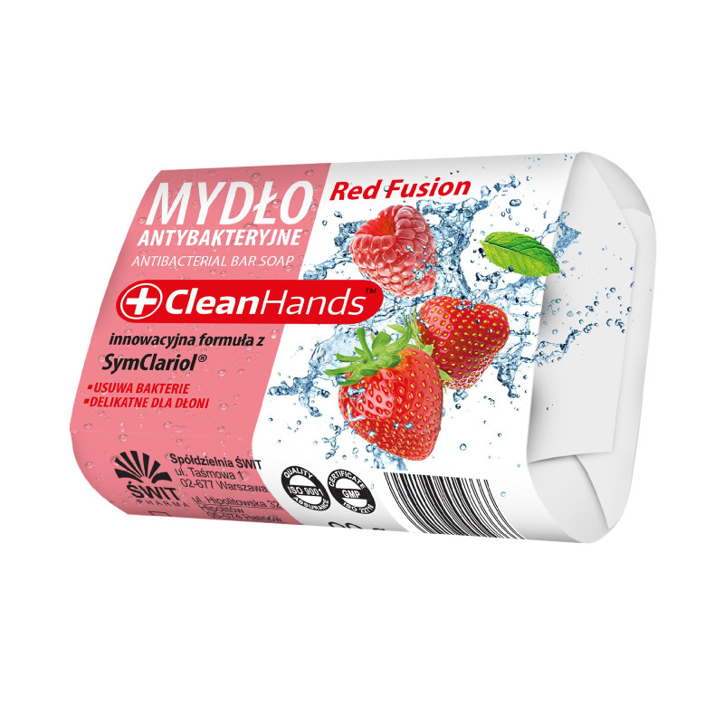 CLEAN HANDS Mydło w kostce antybakteryjne truskawka 90 g CLEAN HANDS Mydło w kostce antybakteryjne truskawka 90 g