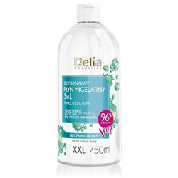 DELIA COSMETICS Oczyszczający Płyn micelarny 3w1 XXL 750ml