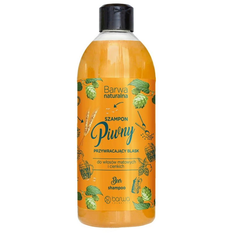 BARWA Naturalna Szampon do włosów Piwny przywracający blask - włosy cienkie i matowe  500ml