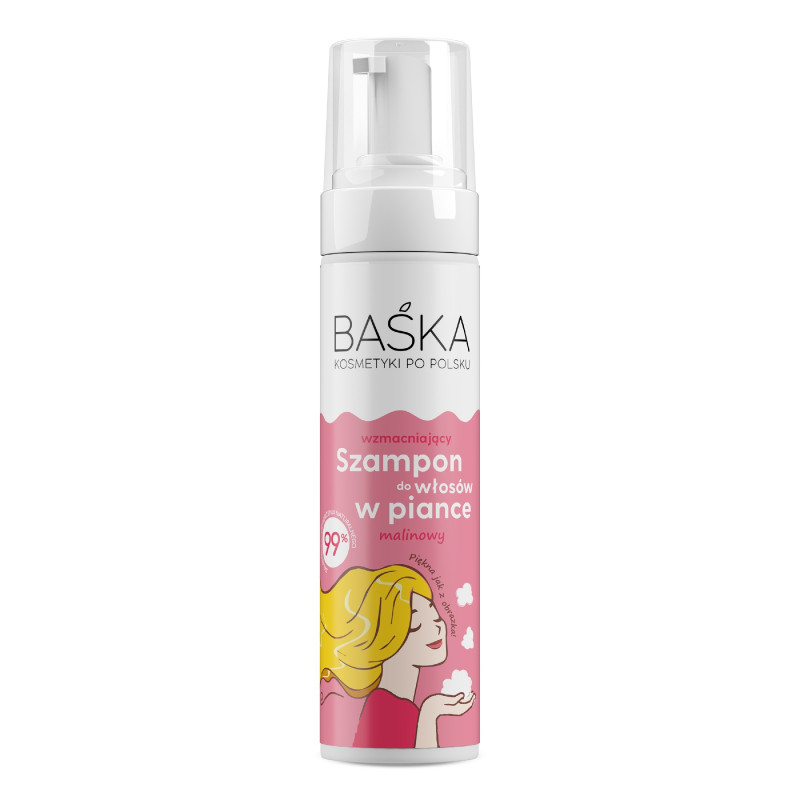 BAŚKA Szampon do włosów wzmacniający w piance - malinowy 200ml BAŚKA Szampon do włosów wzmacniający w piance - malinowy 200ml