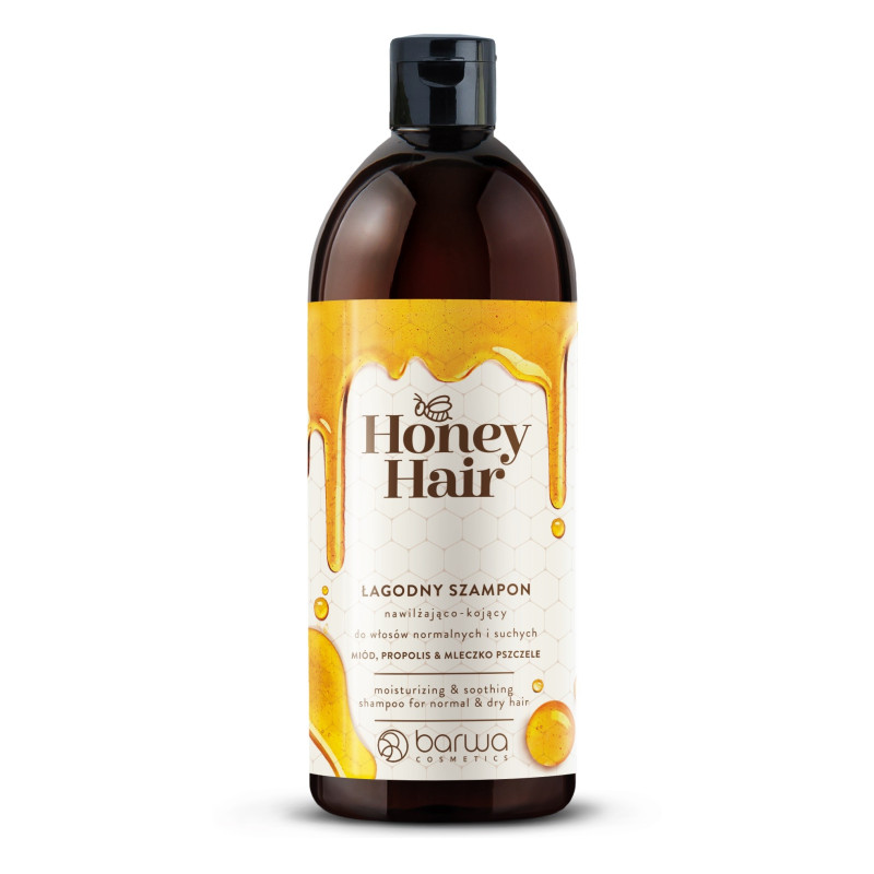 BARWA COSMETICS Honey Hair Łagodny Szampon nawilżająco-kojący do włosów normalnych i suchych 480ml