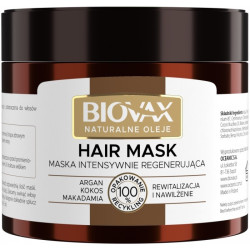 L'BIOTICA Biovax Hair Mask Maska do włosów intensywnie regenerująca - Naturalne Oleje 250ml