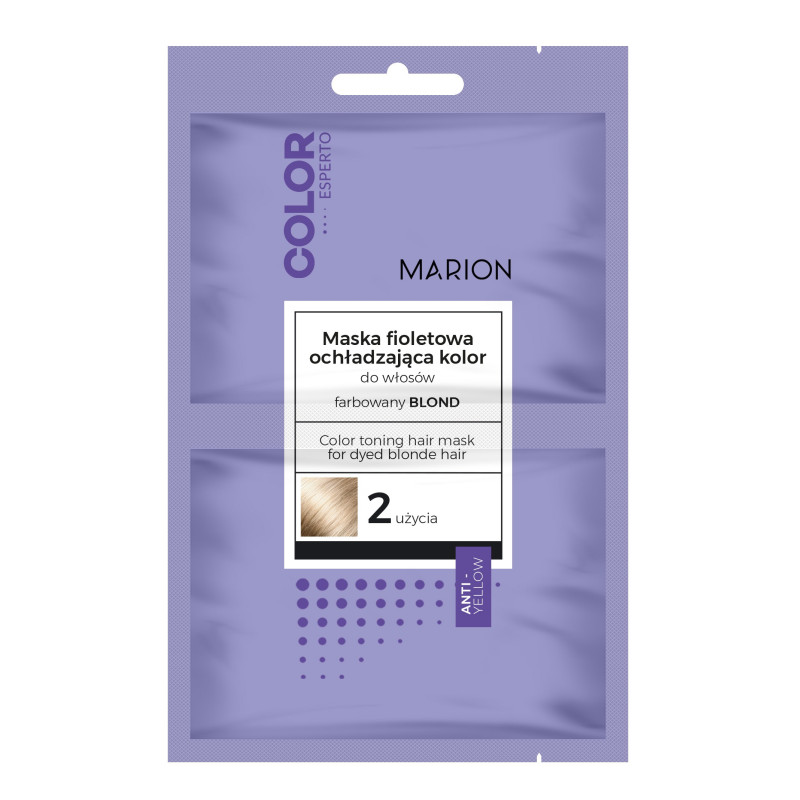 Marion Color Esperto Maska fioletowa do włosów ochładzająca kolor - farbowany blond 20mlx2 Marion Color Esperto Maska fioletowa do włosów ochładzająca kolor - farbowany blond 20mlx2