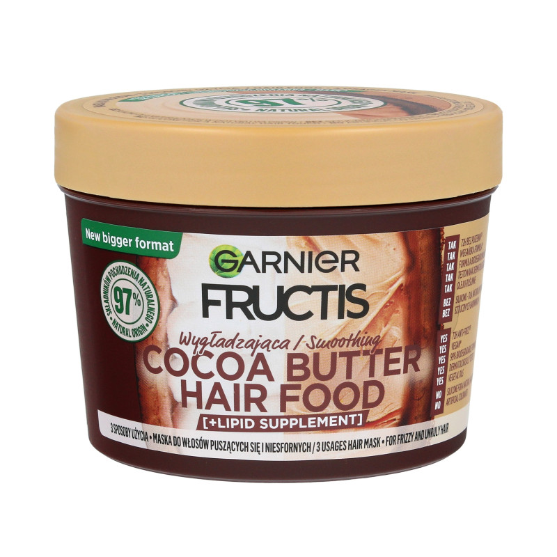 Fructis Hair Food Maska wygładzająca do włosów puszących się i niesfornych - Cocoa Butter 400ml