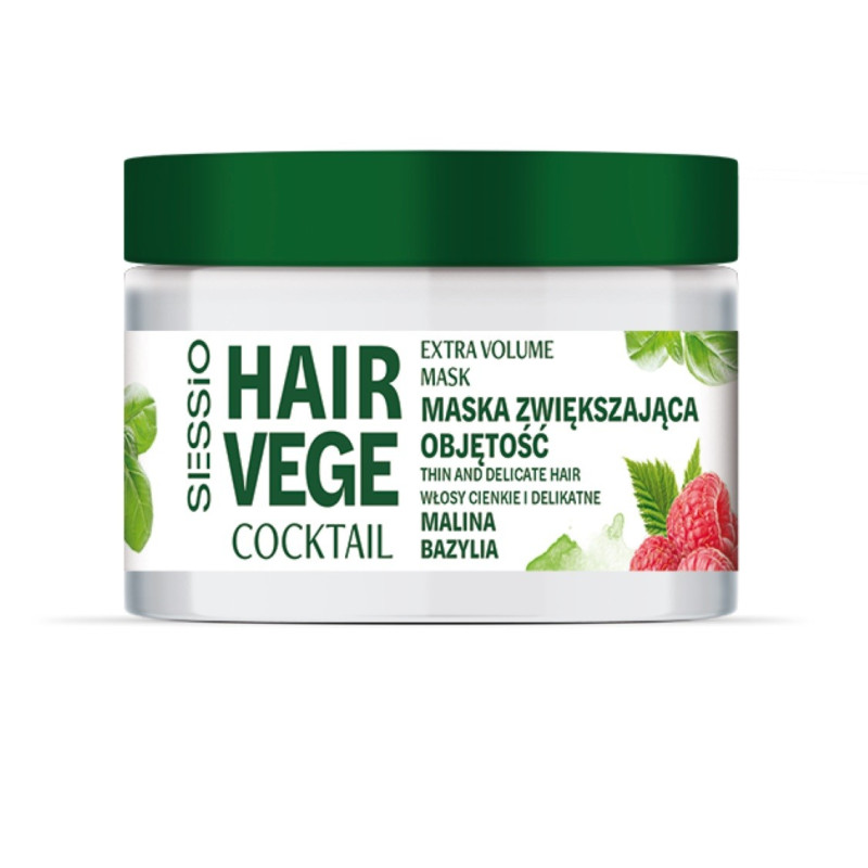 SESSIO Hair Vege Coctail Maska zwiększająca objętość do włosów cienkich i delikatnych - Malina i Bazylia 250ml