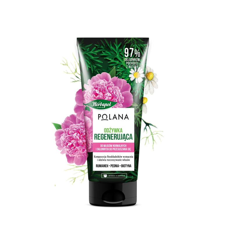 HERBAPOL Polana Odżywka do włosów regenerująca - Rumianek & Peonia & Biotyna 200ml HERBAPOL Polana Odżywka do włosów regenerująca - Rumianek & Peonia & Biotyna 200ml