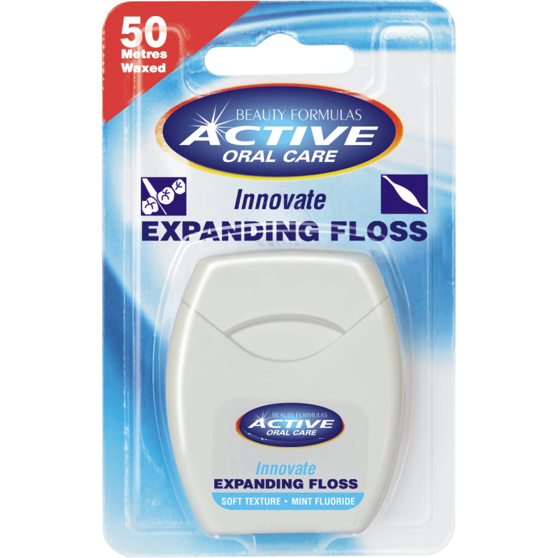 Beauty Formulas Active Oral Care Nić dentystyczna pęczniejąca miętowa z fluorem Beauty Formulas Active Oral Care Nić dentystyczna pęczniejąca miętowa z fluorem