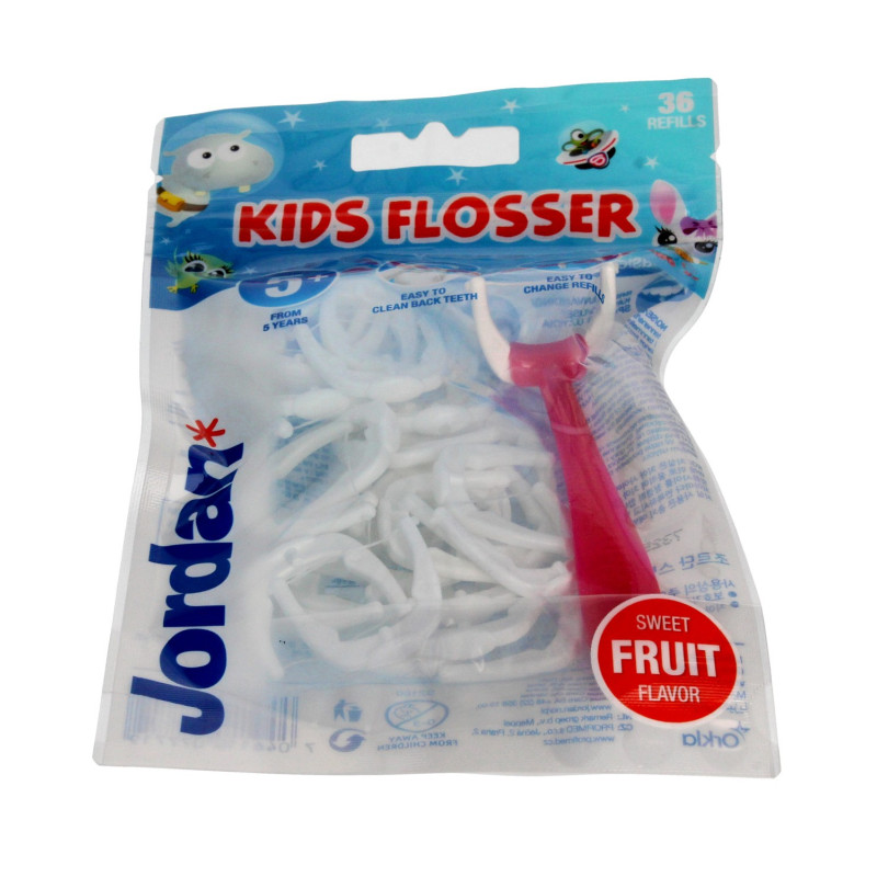 Jordan Kids Flosser Nici dentystyczne dla dzieci 5+ 1op.-36szt Jordan Kids Flosser Nici dentystyczne dla dzieci 5+ 1op.-36szt