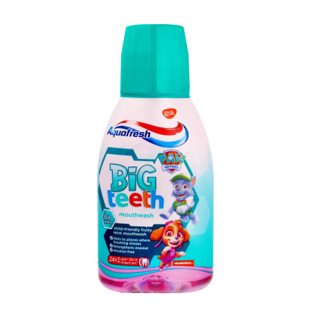 GSK AQUAFRESH Płyn dla dzieci BIG TEETH 300ml róż&