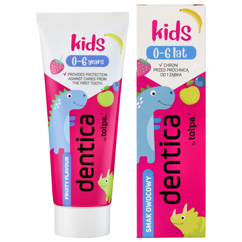 TOŁPA Dentica Kids 0-6 Pasta do zębów dla dzieci przeciwpróchnicza owocowa 50 ml TOŁPA Dentica Kids 0-6 Pasta do zębów dla dzieci przeciwpróchnicza owocowa 50 ml
