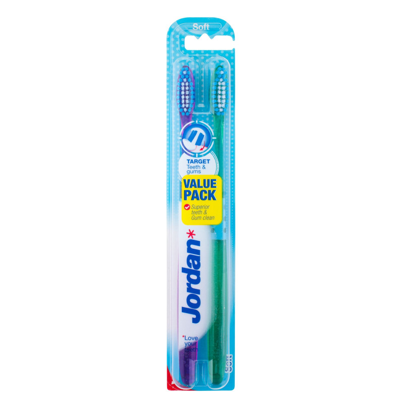 Jordan Szczoteczka do zębów DUO Target Teeth & Gums soft 1 op-2szt Jordan Szczoteczka do zębów DUO Target Teeth & Gums soft 1 op-2szt