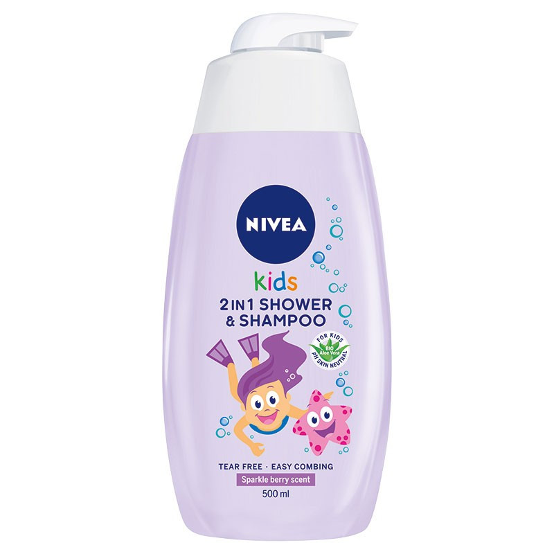 Nivea Kids Żel do mycia ciała 2w1 dla dziewczynek Sparkle Berry  500ml