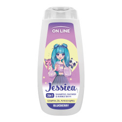 ON LINE KIDS Jessica 3w1 Szampon, żel, płyn do kąpieli - Blueberry 400 ml