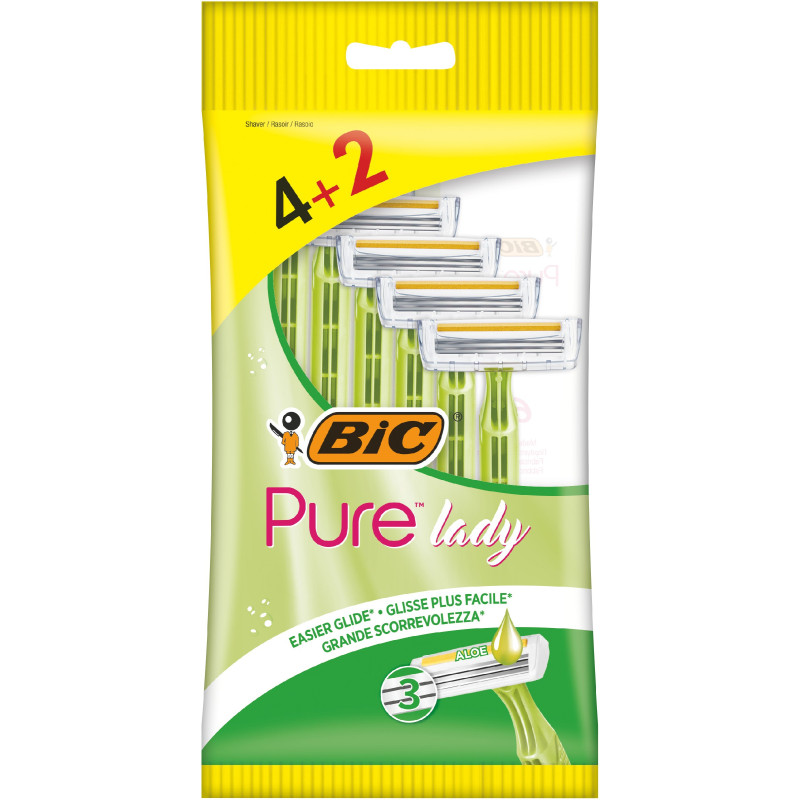 BIC Maszynka do golenia dla kobiet 3 ostrzowa Pure Lady 1op -6szt(4+2 gratis)