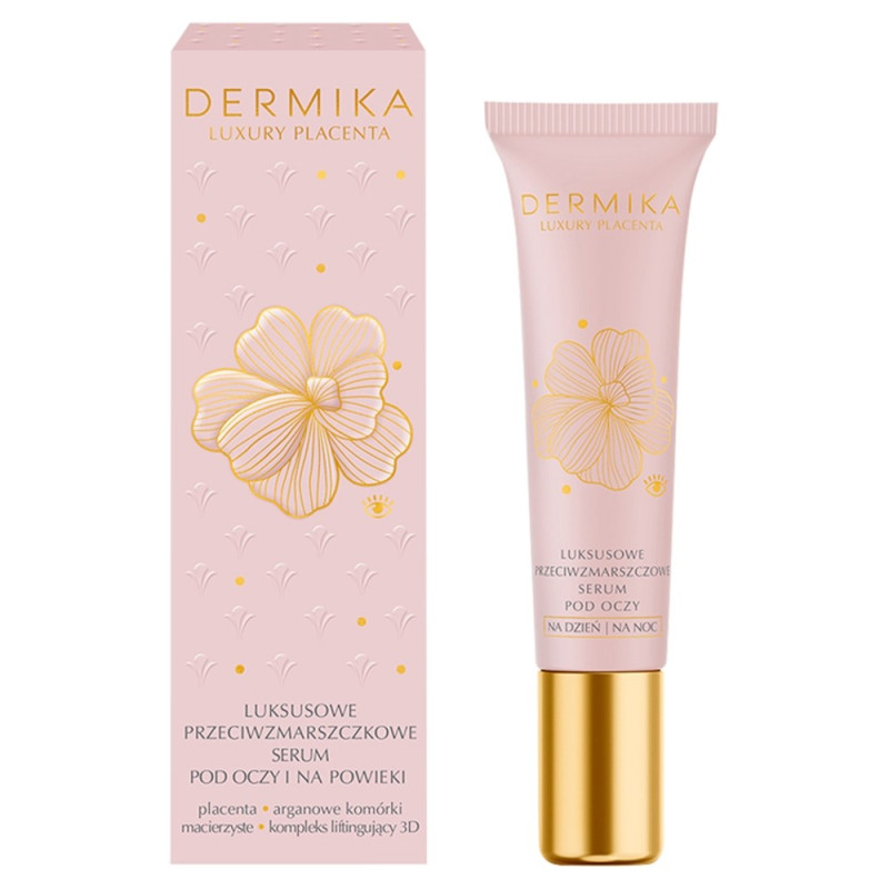 Dermika Luxury Placenta Luksusowe Przeciwzmarszczkowe Serum pod oczy i na powieki 15ml