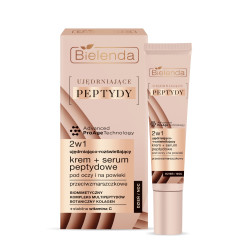 Bielenda Ujędrniające Peptydy Ujędniająco-Rozświetlający Krem - Serum peptydowe 2w1 pod oczy i na powieki 15ml