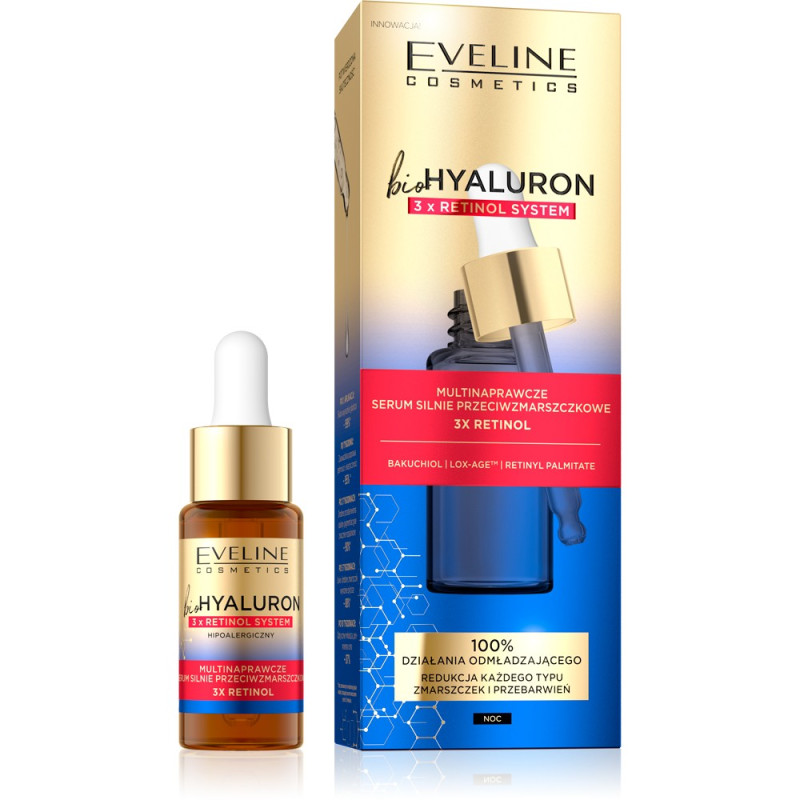 Eveline bioHYALURON 3xRetinol System Multinaprawcze Serum silnie przeciwzmarszczkowe 18ml