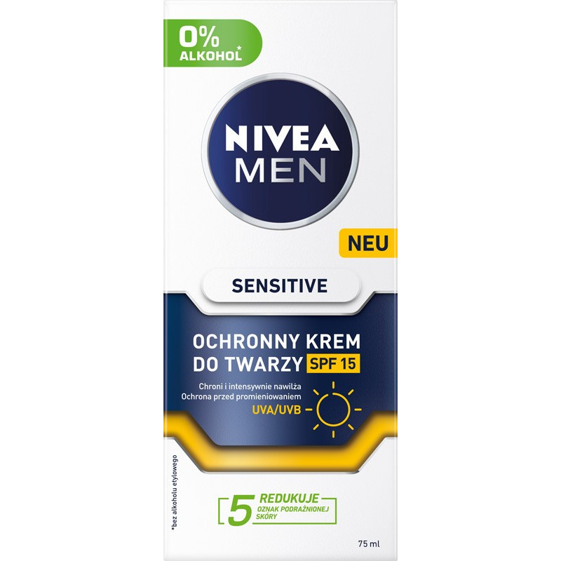 NIVEA MEN Sensitive Łagodzący krem nawilżający do twarzy z SPF15 75 ml NIVEA MEN Sensitive Łagodzący krem nawilżający do twarzy z SPF15 75 ml