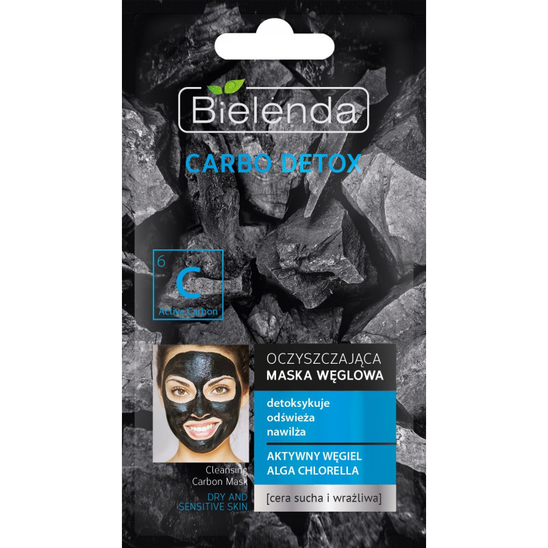 Bielenda Carbo Detox Czarny Węgiel Maska oczyszczająca do cery suchej i wrażliwej 8g Bielenda Carbo Detox Czarny Węgiel Maska oczyszczająca do cery suchej i wrażliwej 8g