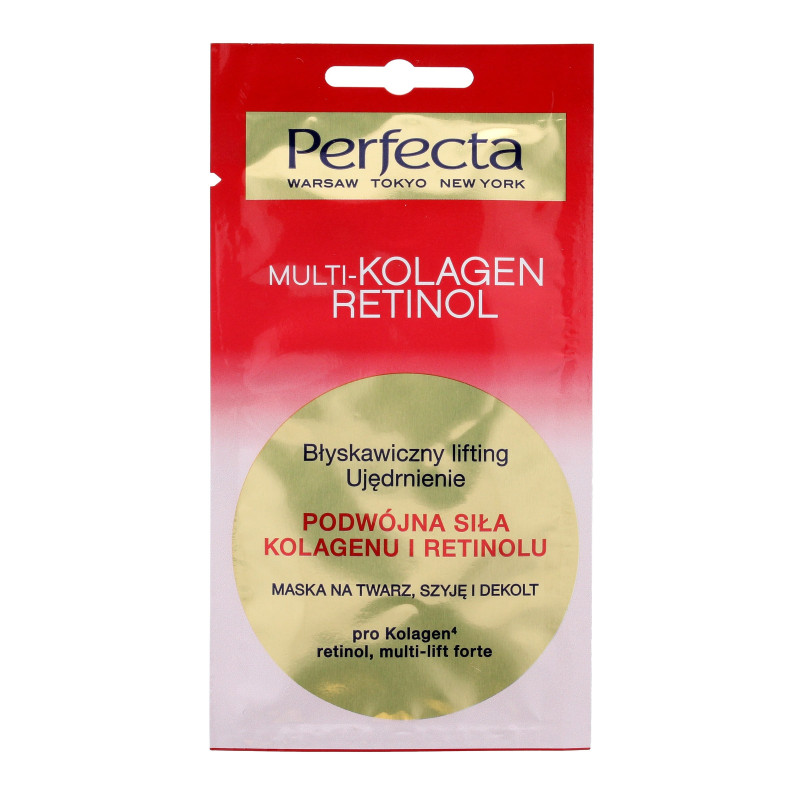 Perfecta Multi-Kolagen Retinol Maska na twarz,szyję i dekolt 8ml Perfecta Multi-Kolagen Retinol Maska na twarz,szyję i dekolt 8ml