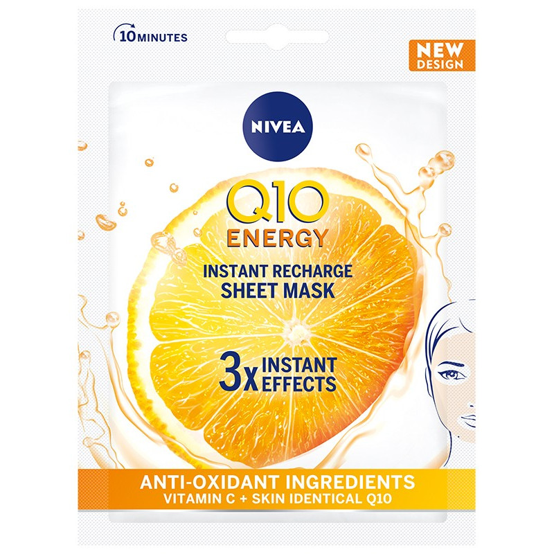 Nivea Q10 Plus C Maska w płacie 10-minutowa Anti-Wrinkle+Energy  1szt