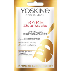 Yoskine Geisha Mask Sake Złota Maska na tkaninie liftingująca i rozświetlająca S.O.S.  20ml