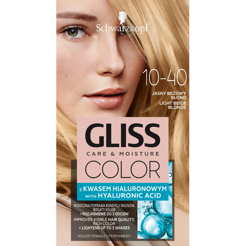 Schwarzkopf Gliss Color Care & Moisture Farba do włosów 10-40 jasny beżowy blond  1op.