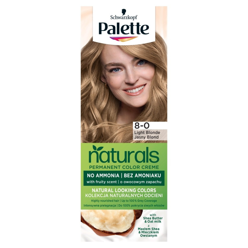 PALETTE Naturals Permanent Color Creme Farba do włosów nr 8-0 Jasny Blond 1op. PALETTE Naturals Permanent Color Creme Farba do włosów nr 8-0 Jasny Blond 1op.