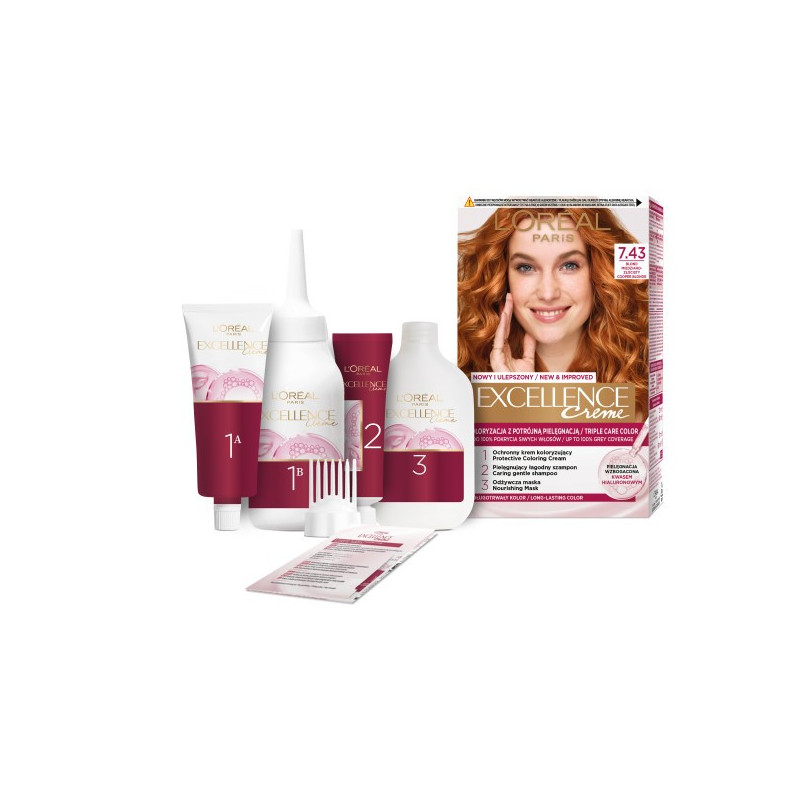 LOREAL Excellence Creme Farba do włosów 7.43 Blond miedziano-złocisty LOREAL Excellence Creme Farba do włosów 7.43 Blond miedziano-złocisty